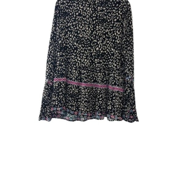 Savanna Jane Womens All The Little Things Top Black Leopard Embroidered Plus 1X - Picture 4 of 4